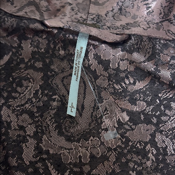 Free People Silky Jacquard Blazer Jacket NWOT Pink Paisley Boho Large - Picture 6 of 6
